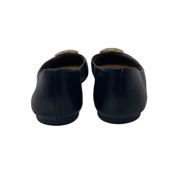 Tory Burch Benton Ballet Flats - Black Nappa Leather - Gold Tone - Size 7 - Picture 6 of 8